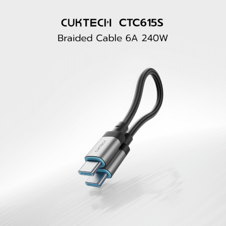 สายชาร์จเร็ว CUKTECH รุ่น CTC615S 6A 240W USB-C ยาว 15 ซม. สีดำ (รองรับการชาร์จ PD3.1)_1
